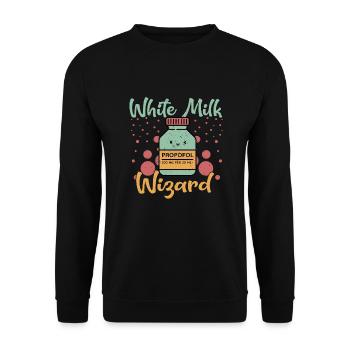 Lustiger Propofol Witz - Unisex Pullover - Schwarz - Vorne - Alina (178cm) & Michal (187cm)