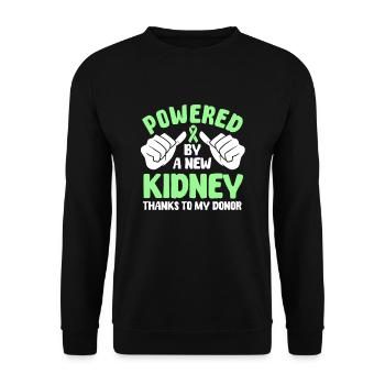 Powered by a new kidney - Unisex Sweatshirt - black - Front - Alina (178cm) & Michal (187cm)