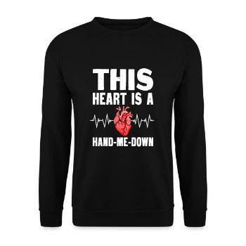 Drôle de cadeau après une transplantation cardiaque - Sweat-shirt Unisexe - noir - Devant - Alina (178cm) & Michal (187cm)