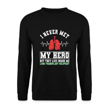 Outfit for Lung Transplant Survivors - Unisex Sweatshirt - black - Front - Alina (178cm) & Michal (187cm)
