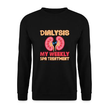 NeverWeekly dialysis treatment shirt - Unisex Sweatshirt - black - Front - Alina (178cm) & Michal (187cm)
