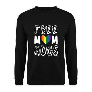 Free Mom Hugs Lesbian Shirt - Unisex Pullover - Schwarz - Vorne - Alina (178cm) & Michal (187cm)