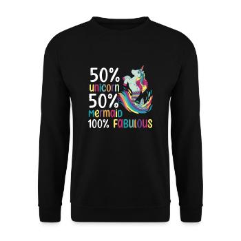 LGBTQ Einhorn Pride Month - Unisex Pullover - Schwarz - Vorne - Alina (178cm) & Michal (187cm)