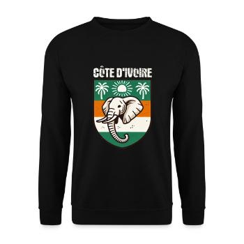 Carte avec le drapeau de la Côte d’Ivoire, - Sweat-shirt Unisexe - noir - Devant - Alina (178cm) & Michal (187cm)
