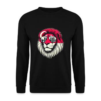 Singapore Löwe - Unisex Pullover - Schwarz - Vorne - Alina (178cm) & Michal (187cm)