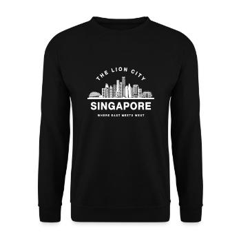 The Lion City Singapore - Unisex Sweatshirt - black - Front - Alina (178cm) & Michal (187cm)