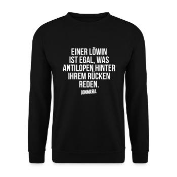 Löwin - Unisex Pullover - Schwarz - Vorne - Alina (178cm) & Michal (187cm)