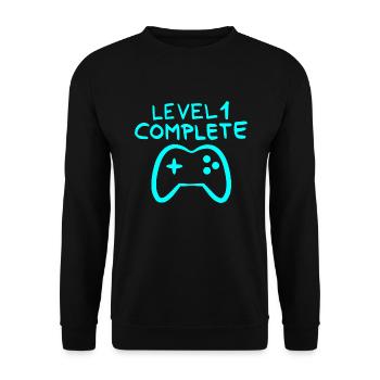 Level 1 complete 1 birthday game console - Unisex Sweatshirt - black - Front - Alina (178cm) & Michal (187cm)