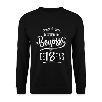 anniversaire 18 ans bogosse cadeau humour 18 ans - Sweat-shirt Unisexe - noir - Devant - Alina (178cm) & Michal (187cm)