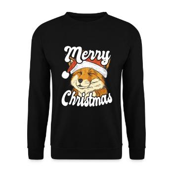 Merry Christmas Weihnachten Fuchs - Unisex Pullover - Schwarz - Vorne - Alina (178cm) & Michal (187cm)
