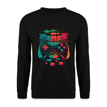 Console rétro - Sweat-shirt Unisexe - noir - Devant - Alina (178cm) & Michal (187cm)