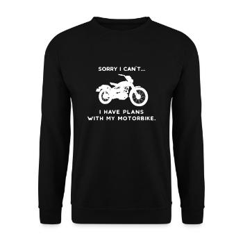 Motorrad | Motorradfahrer | Biker | Bike | Moped - Unisex Pullover - Schwarz - Vorne - Alina (178cm) & Michal (187cm)