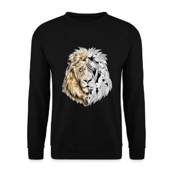 Un lion en or et motif - Sweat-shirt Unisexe - noir - Devant - Alina (178cm) & Michal (187cm)
