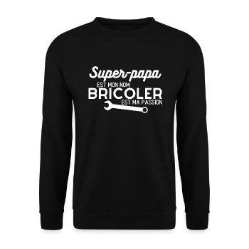 Super papa est mon nom bricoler est ma passion - Sweat-shirt Unisexe - noir - Devant - Alina (178cm) & Michal (187cm)