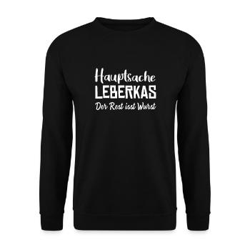HAUPTSACHE LEBERKAS - Leberkäse - Unisex Pullover - Schwarz - Vorne - Alina (178cm) & Michal (187cm)