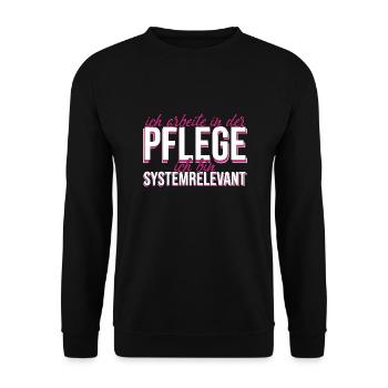 PFLEGEKRAFT - Pflege mfa Geschenk - Unisex Pullover - Schwarz - Vorne - Alina (178cm) & Michal (187cm)