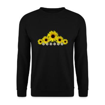 Sunflowers, daisies, flowers, floral, blossoms - Unisex Sweatshirt - black - Front - Alina (178cm) & Michal (187cm)