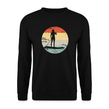 Paddle Board SUP Vintage Look Gift - Unisex Sweatshirt - black - Front - Alina (178cm) & Michal (187cm)