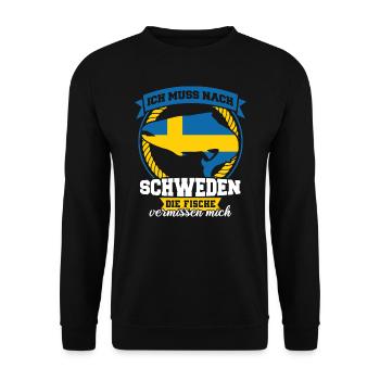 Schweden Angeln urlaub Geschenk - Unisex Pullover - Schwarz - Vorne - Alina (178cm) & Michal (187cm)