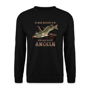 Hecht Angler Spruch lustiges Fischer Geschenk - Unisex Pullover - Schwarz - Vorne - Alina (178cm) & Michal (187cm)