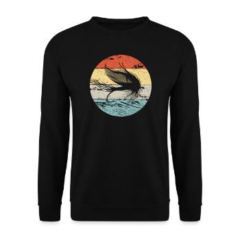 Fly Fishing Angler Vintage Retro Look - Unisex Sweatshirt - black - Front - Alina (178cm) & Michal (187cm)