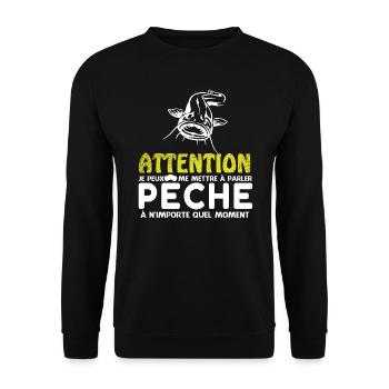 Parler Peche Silure - Sweat-shirt Unisexe - noir - Devant - Alina (178cm) & Michal (187cm)