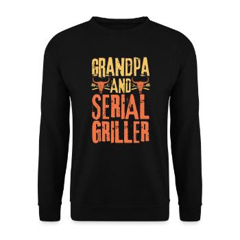 Opa und Seriengriller - Unisex Pullover - Schwarz - Vorne - Alina (178cm) & Michal (187cm)