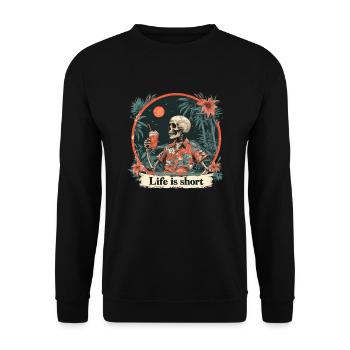 Squelette sur la plage sous les palmiers en vacances - Sweat-shirt Unisexe - noir - Devant - Alina (178cm) & Michal (187cm)