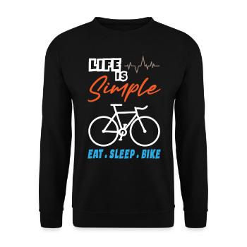Life Is Simple Eat Sleep Bike - Unisex Pullover - Schwarz - Vorne - Alina (178cm) & Michal (187cm)
