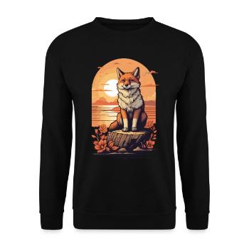 Cute cool fox watching sunset - Unisex Sweatshirt - black - Front - Alina (178cm) & Michal (187cm)