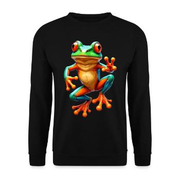 Ästhetischer Frosch Frösche für einen Frosch - Unisex Pullover - Schwarz - Vorne - Alina (178cm) & Michal (187cm)
