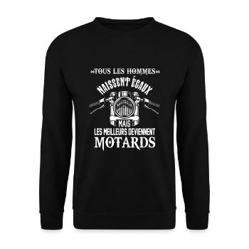 hommes motards ,cadeau ,humour,moto - Sweat-shirt Unisexe - noir - Devant - Alina (178cm) & Michal (187cm)