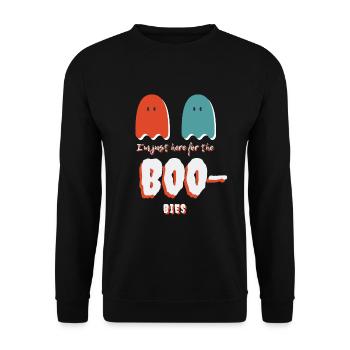 Je suis juste ici pour les fous! Halloween fantôme - Sweat-shirt Unisexe - noir - Devant - Alina (178cm) & Michal (187cm)