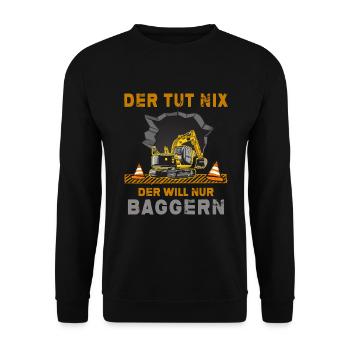 Bagger Baggerfahrer will baggern Baggerschaufel - Unisex Pullover - Schwarz - Vorne - Alina (178cm) & Michal (187cm)