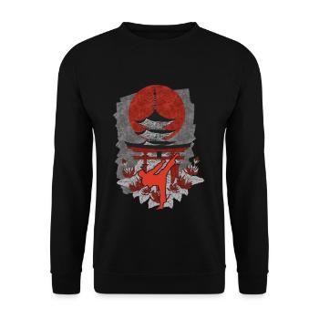 Karateka Do Japanese Sunset Shrine MMA Karate - Unisex Pullover - Schwarz - Vorne - Alina (178cm) & Michal (187cm)