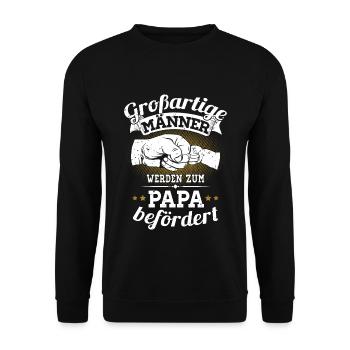 Great men are promoted to dad - Unisex Sweatshirt - black - Front - Alina (178cm) & Michal (187cm)