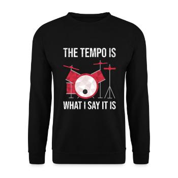 Drum Set Schlagzeug Tempo Rhythmus Humor Geschenk - Unisex Pullover - Schwarz - Vorne - Alina (178cm) & Michal (187cm)