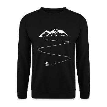 Snowboard Berge Skigebiet Snowboarder Geschenk - Unisex Pullover - Schwarz - Vorne - Alina (178cm) & Michal (187cm)