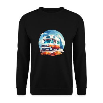 Low Poly Camping Adventure – Look rétro moderne - Sweat-shirt Unisexe - noir - Devant - Alina (178cm) & Michal (187cm)
