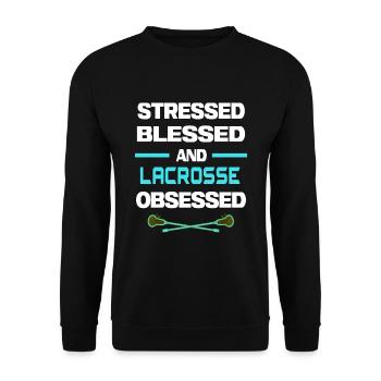 lacrosse lacrosseschläger obsédé par la crosse - Sweat-shirt Unisexe - noir - Devant - Alina (178cm) & Michal (187cm)