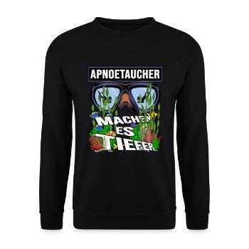 apnoetaucher oxygen apnoe tauchen schnorcheln - Unisex Pullover - Schwarz - Vorne - Alina (178cm) & Michal (187cm)