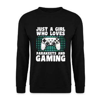Gamer and Parakeets: Video Games and Colorful Adventure - Unisex Sweatshirt - black - Front - Alina (178cm) & Michal (187cm)
