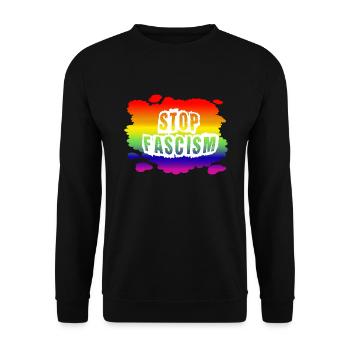 Stop AfD contre la droite, la démocratie, la diversité, la gauche - Sweat-shirt Unisexe - noir - Devant - Alina (178cm) & Michal (187cm)