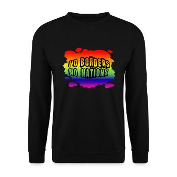 AfD stoppen gegen rechts Demokratie Vielfalt links - Unisex Pullover - Schwarz - Vorne - Alina (178cm) & Michal (187cm)