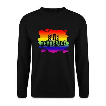 Stop AfD contre la droite, la démocratie, la diversité, la gauche - Sweat-shirt Unisexe - noir - Devant - Alina (178cm) & Michal (187cm)