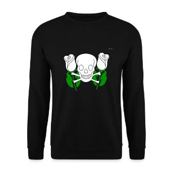 Skull between white roses - Unisex Sweatshirt - black - Front - Alina (178cm) & Michal (187cm)