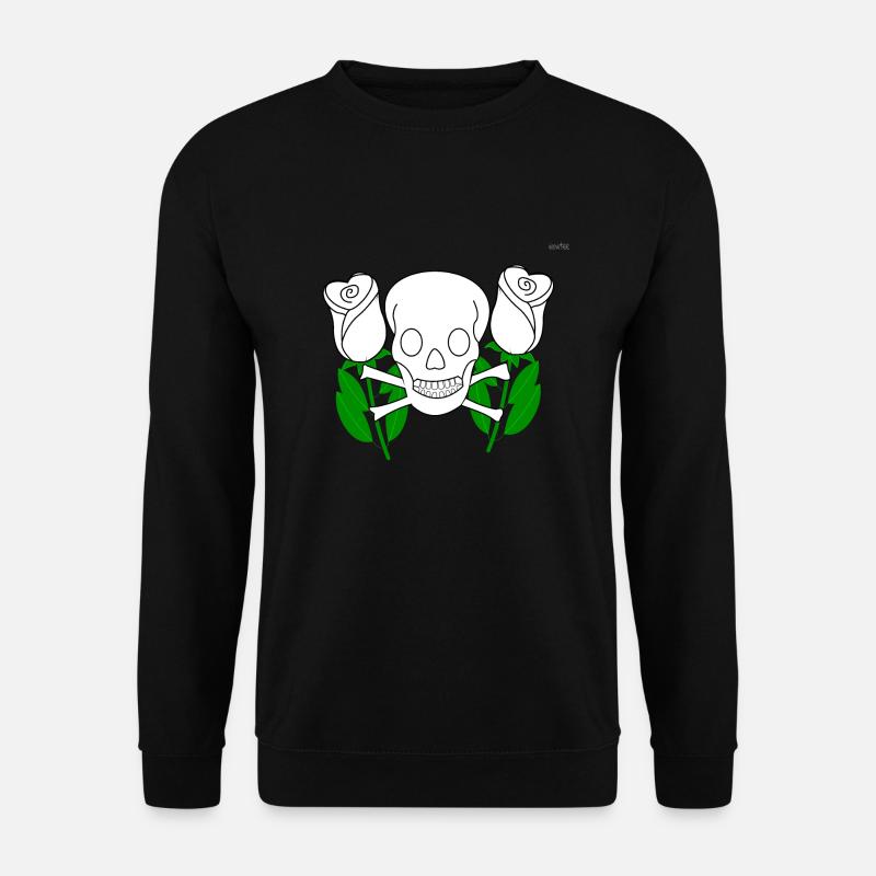 Skull between white roses - Unisex Sweatshirt - black