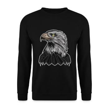 Bald eagle on fishing hat, cap & sticker - Unisex Sweatshirt - black - Front - Alina (178cm) & Michal (187cm)
