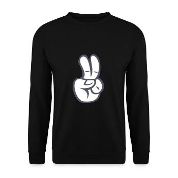 Peacezeichen Finger Comic - Unisex Sweatshirt - black - Front - Alina (178cm) & Michal (187cm)