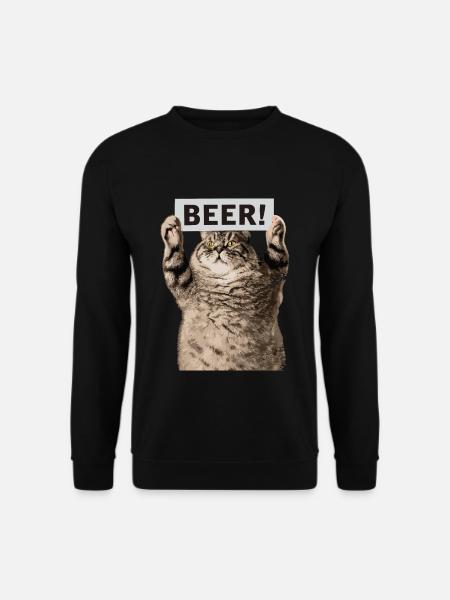Bier Katze - Unisex Pullover - Schwarz